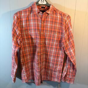 Even Tide Men's Medium Plaid Button Down Shirt Slim Fit
